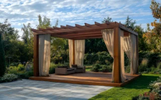 Ścieżka do altany ogrodowej z płyt brukowych